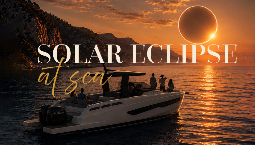 Fiart SW35 with eight guests during the solar eclipse off the coast of Mallorca